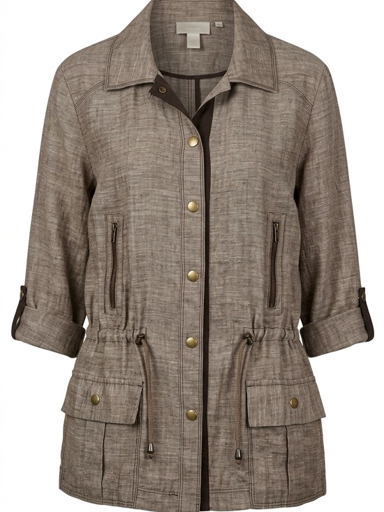 Chico's Jackets & Blazers - Chico's 100% Linen, Light Taupe Utility Drawstring Jacket